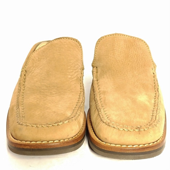 Cole Haan Nubuck Soft Suede Handsewn Slip on Mules with rubber wedge sole Sz 8AA - Picture 3 of 8